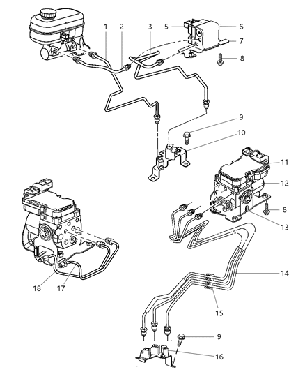 2003 Dodge Dakota Anti-Lock Brake System Module Diagram for 5093429AB