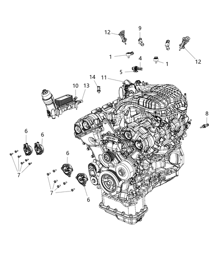 2015 Dodge Grand Caravan Sensors - Engine Diagram