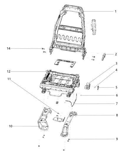 2011 Jeep Wrangler Frame-Front Seat Back Diagram for 68003050AA