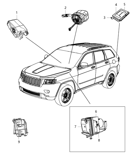 2017 Jeep Grand Cherokee Modules, Brake, Suspension & Steering Diagram
