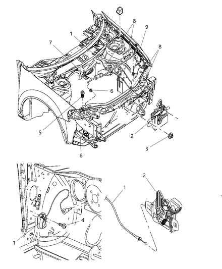 2005 Chrysler Sebring Bracket-Remote Hood Release Diagram for 4878059AF