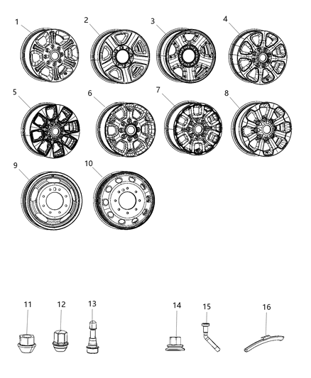 2019 Ram 3500 Aluminum Wheel Diagram for 6MS031AUAA