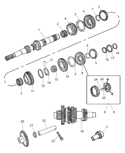 2008 Jeep Patriot Input Shaft , Counter Shaft And Reverse Shaft Diagram 2