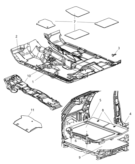 2007 Jeep Grand Cherokee Strap-Load Floor Diagram for 68045565AA