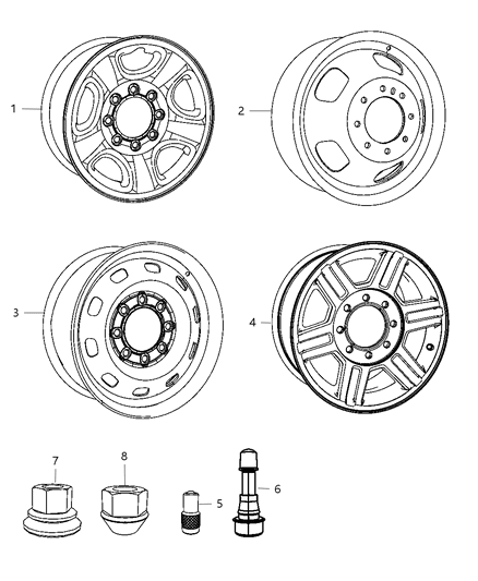 2011 Ram 3500 Wheels & Hardware Diagram