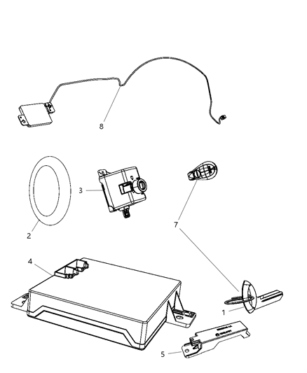 2010 Dodge Challenger Receiver Modules, Keys & Key Fob Diagram