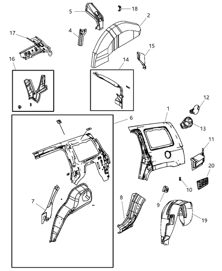 2007 Jeep Patriot REINFMNT-Body Side Aperture Diagram for 5160127AA
