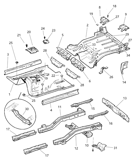 2000 Jeep Cherokee SILL-Body Side Diagram for 55235554AC