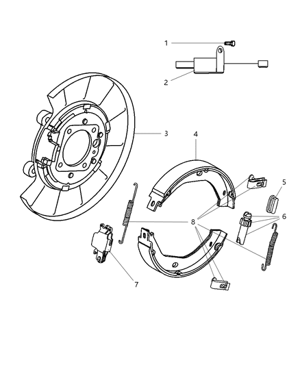 2003 Jeep Grand Cherokee Parking Brake Shoe And Lining Kit Diagram for 5011988AA
