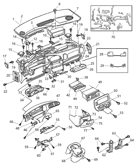 2000 Dodge Grand Caravan Gear Box Pkg INSTR Panel Diagram for 4882019