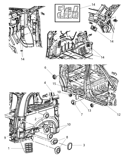 2014 Dodge Grand Caravan Body Plugs & Exhauster Diagram