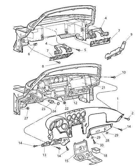 1999 Dodge Viper Plate-Instrument Panel Support Diagram for 4763611