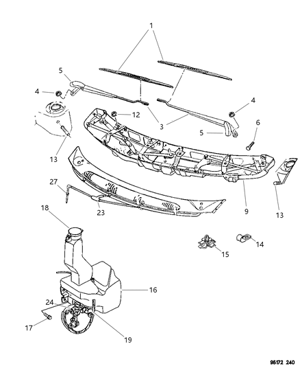 1997 Chrysler Town & Country Hose-WIPER Drain Module Diagram for 4717372