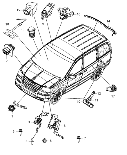 2013 Dodge Grand Caravan Sensors Body Diagram