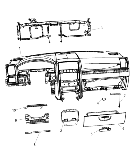 2008 Dodge Charger Latch-GLOVEBOX Door Diagram for 1MD79BD1AA