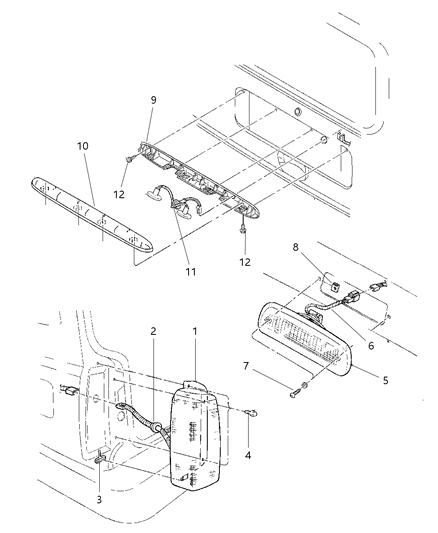 2000 Jeep Cherokee Lamp-High Mounted Stop Diagram for 55155614AE