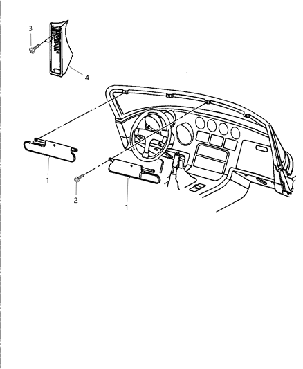 1999 Dodge Viper Visors & Footrest Diagram