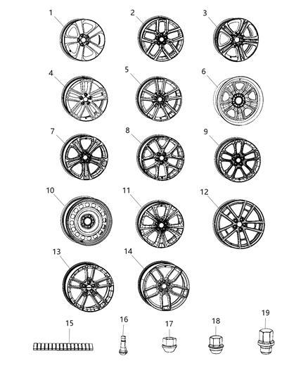 2020 Dodge Charger Wheels & Hardware Diagram
