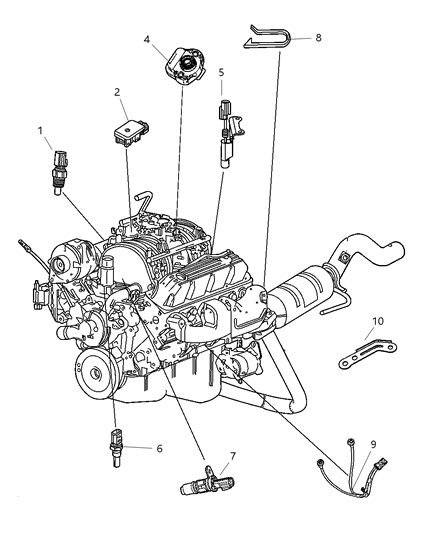 2007 Chrysler Aspen Sensors - Engine Diagram 1