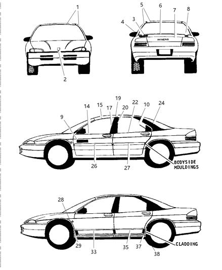 1997 Dodge Intrepid NAMEPLATE Deck Lid PREM Mo Diagram for GM68SA1
