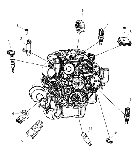 2010 Dodge Ram 2500 Sensors - Engine Diagram 1
