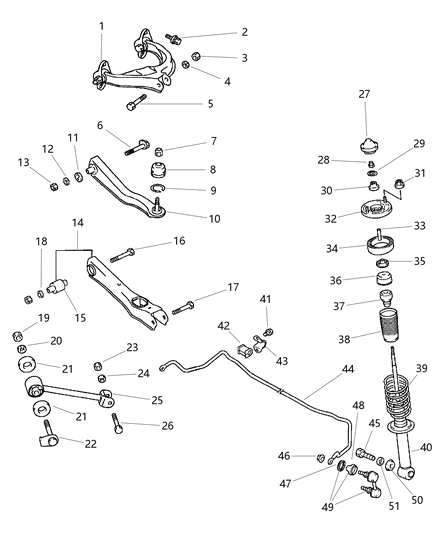 2000 Chrysler Sebring BUSHING-Lower INSULATOR Diagram for MR235628