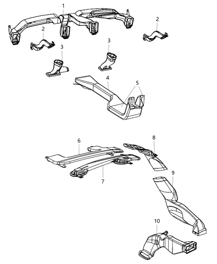2012 Dodge Durango Duct-Air Outlet Distribution Diagram for 55038068AD