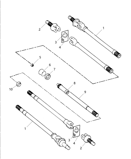 2001 Dodge Ram 1500 Axle Shaft W/Stub Shaft & Universal/U-Joint Front-Right Diagram for 5015136AB