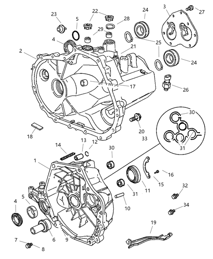 2004 Chrysler PT Cruiser Case , Transaxle & Related Parts Diagram