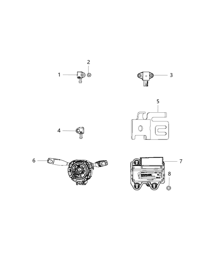 2021 Jeep Cherokee Air Bag Modules Impact Sensor & Clock Springs Diagram
