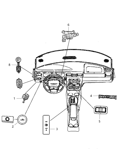 2008 Chrysler Sebring Bezel-Switch Diagram for 1CM41XDBAB