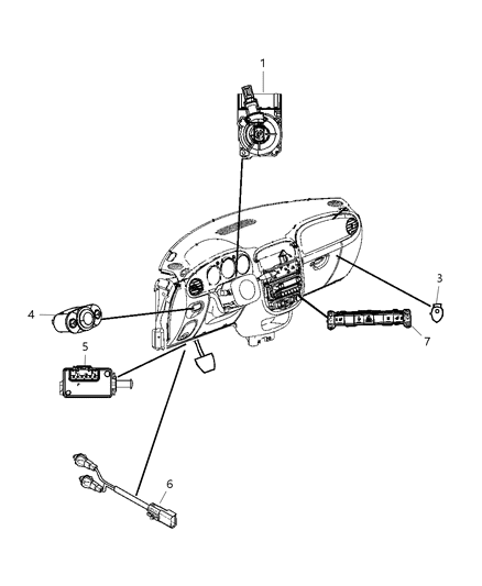 2008 Chrysler PT Cruiser Switches Instrument Panel Diagram