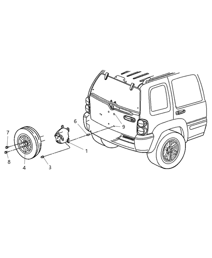 2006 Jeep Liberty Bracket-Spare Tire Diagram for 55155933AC