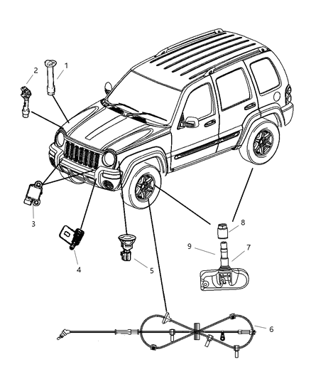 2005 Jeep Liberty Sensor-Anti-Lock Brakes Diagram for 52128695AC