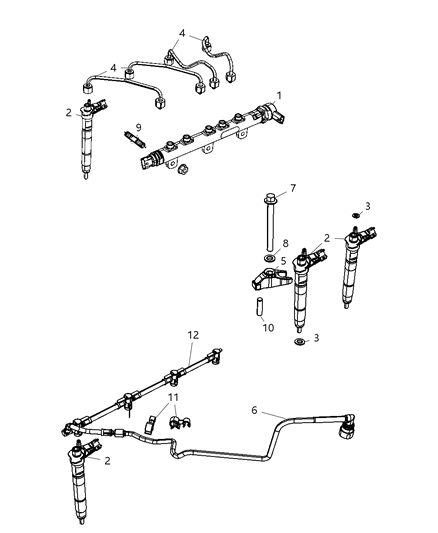2007 Jeep Wrangler Fuel Rail & Injectors Diagram