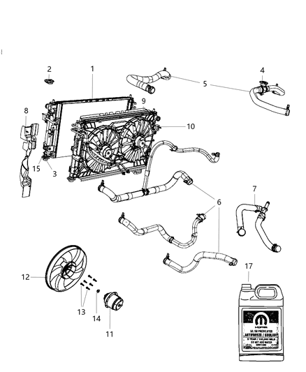 2009 Dodge Avenger Radiator & Related Parts Diagram
