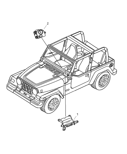 2004 Jeep Wrangler Air Bag Modules & Sensors Diagram