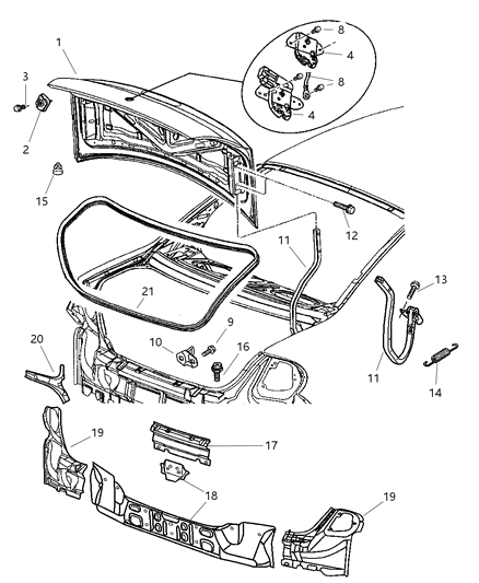 2003 Dodge Neon Panel-DECKLID Opening Diagram for 4783476AC