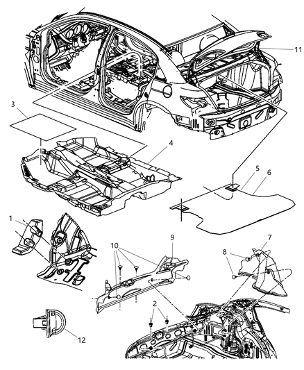 2011 Chrysler 200 Mat Kit-Floor Diagram for 1UL201X9AA