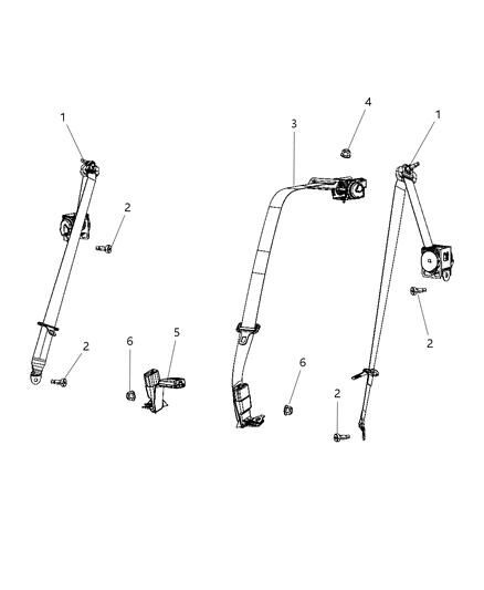 2011 Dodge Charger Seat Belt Second Row Diagram