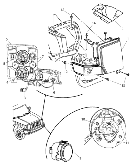 2006 Jeep Commander Cover-Headlamp Diagram for 5175060AA