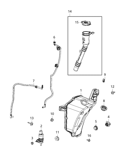 2021 Jeep Wrangler Pump-Washer, Windshield Diagram for 68310928AA