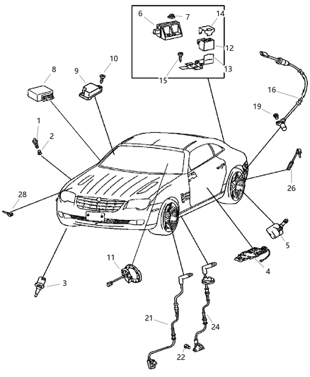 2006 Chrysler Crossfire Sensors Body Diagram