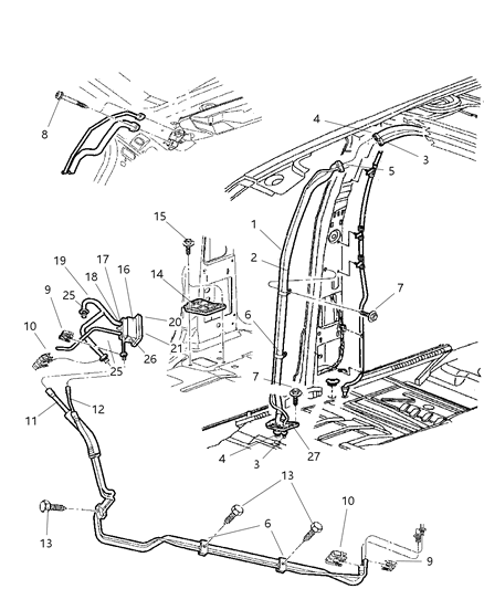 2000 Dodge Durango Plumbing - Rear HEVAC Diagram