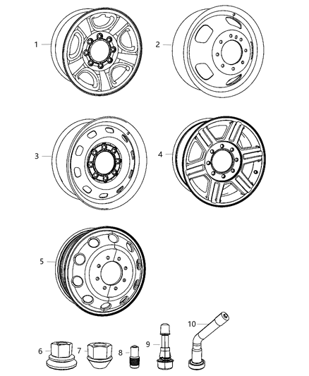 2013 Ram 3500 Aluminum Wheel Diagram for 1HL36AAAAB