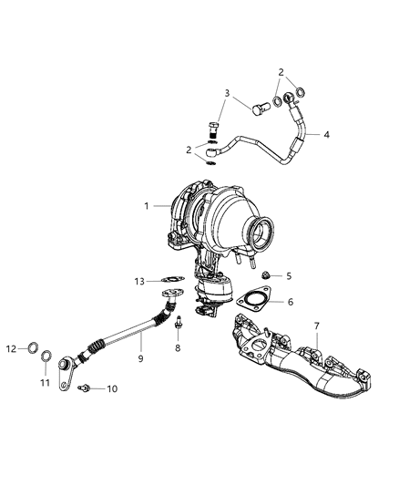 2011 Dodge Journey Gasket-Turbo Oil Drain Pipe Diagram for 68096420AA