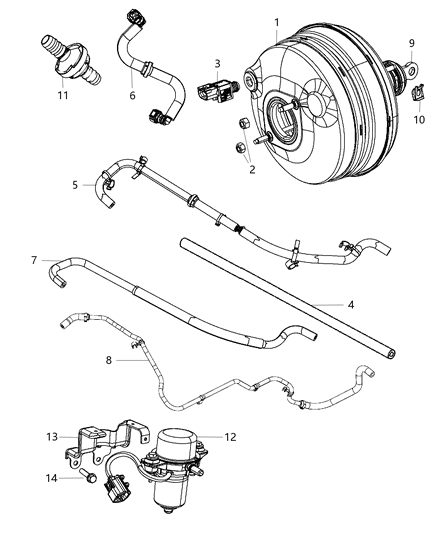 2014 Chrysler 300 Hose-Brake Booster Vacuum Diagram for 4581760AC
