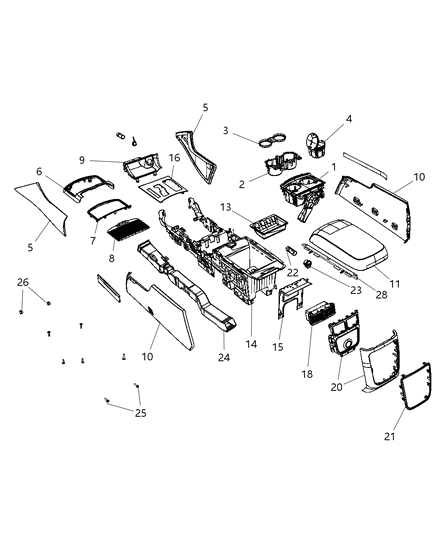 2013 Chrysler 300 Panel-Console Diagram for 5MF641XMAB