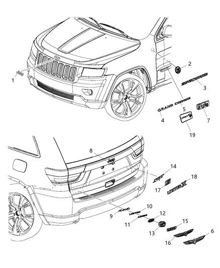 2021 Jeep Grand Cherokee MEDALLION-Fender Front Diagram for 68194212AA