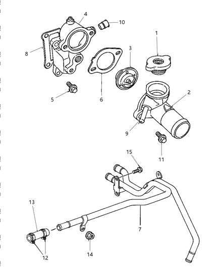 1997 Dodge Avenger Thermostat & Related Parts Diagram 3